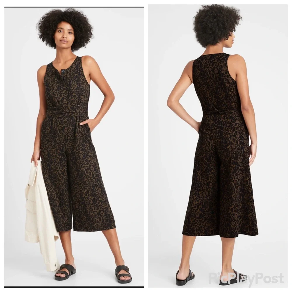 NEW Banana Republic Wide-Leg Jumpsuit in Leopard
